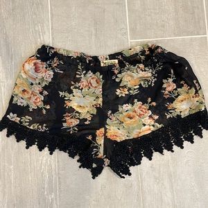 Show Me Your Mumu Bri Lace Shorts Black Floral